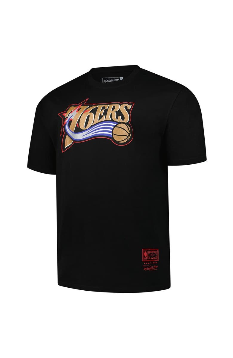 Mitchell & Ness Men's Mitchell & Ness Black Philadelphia 76ers Big & Tall Hardwood Classics Vintage Logo T-Shirt, Alternate, color, 