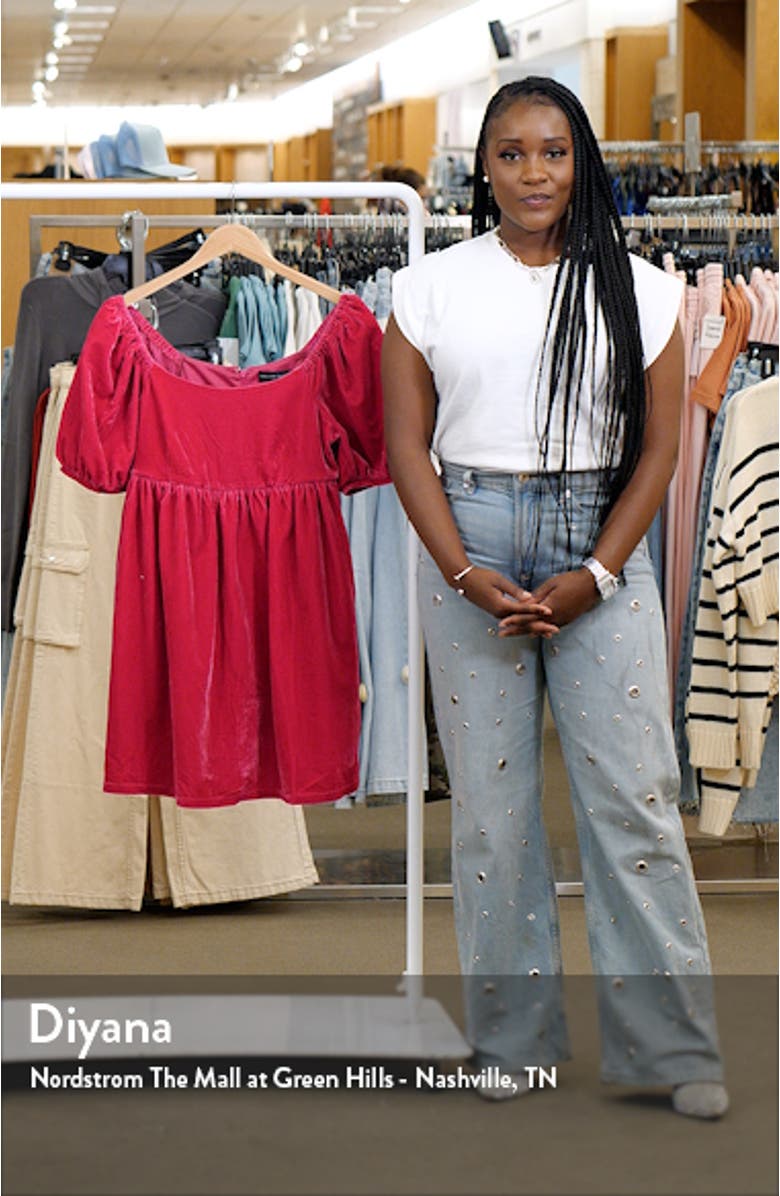 Puff Sleeve Velvet Babydoll Dress, sales video thumbnail