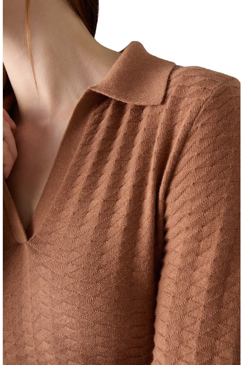 Mika Long Sleeve Cotton & Merino Wool Sweater Dress, Alternate, color, BROWN