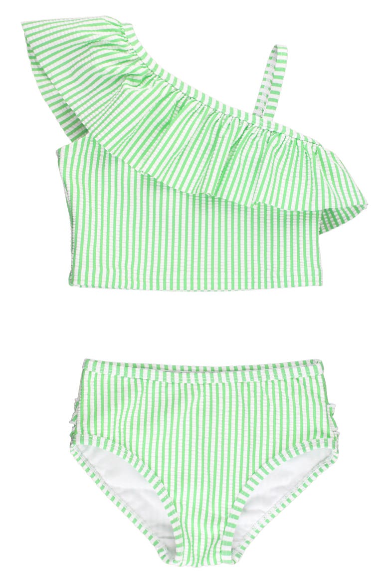 Spring Seersucker Two-Piece Swimsuit, Main, color, GREEN