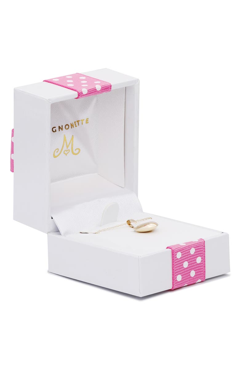 Mignonette 14K Gold Puff Heart Necklace, Alternate, color, Gold