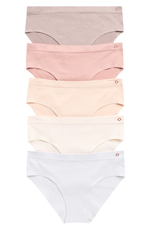 Assorted 5-Pack Laser Cut Seamless Hipster Panties