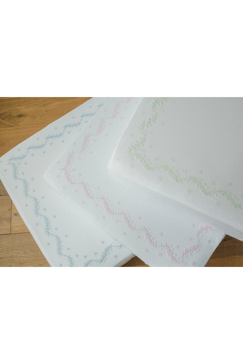 Kids' Embroidered Crib Sheet, Alternate, color, Blush