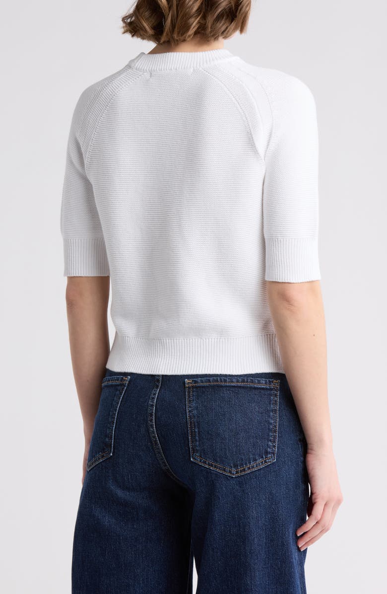 French Connection Lily Mozart Short Sleeve Cotton Sweater, Alternate, color, Summer White