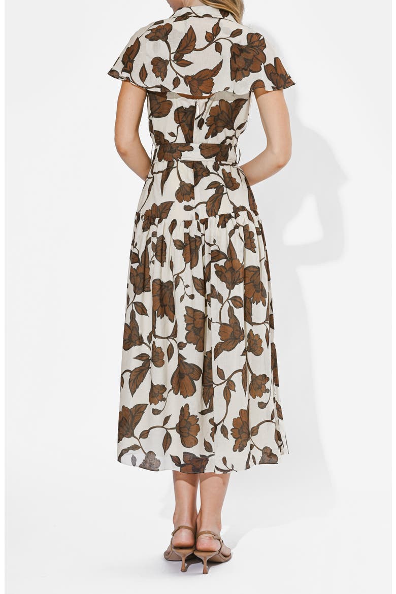 Taylor Floral Cotton Wrap Front Dress, Alternate, color, BROWN