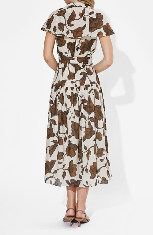Adelyn Rae Taylor Floral Cotton Wrap Front Dress In Brown