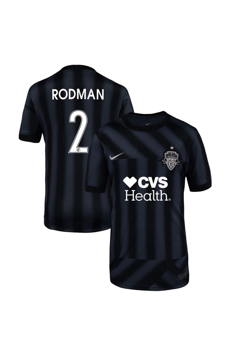 Nike Youth Nike Trinity Rodman Black Washington Spirit 2025 Blackout Kit Replica Player Jersey, Main, color, Black