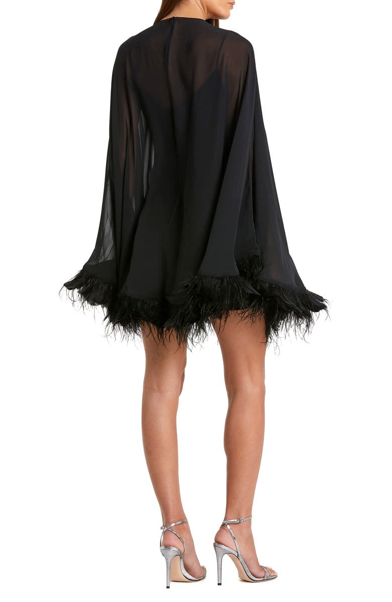 Mac Duggal Trapeze Dress with Feather Trim, Alternate, color,