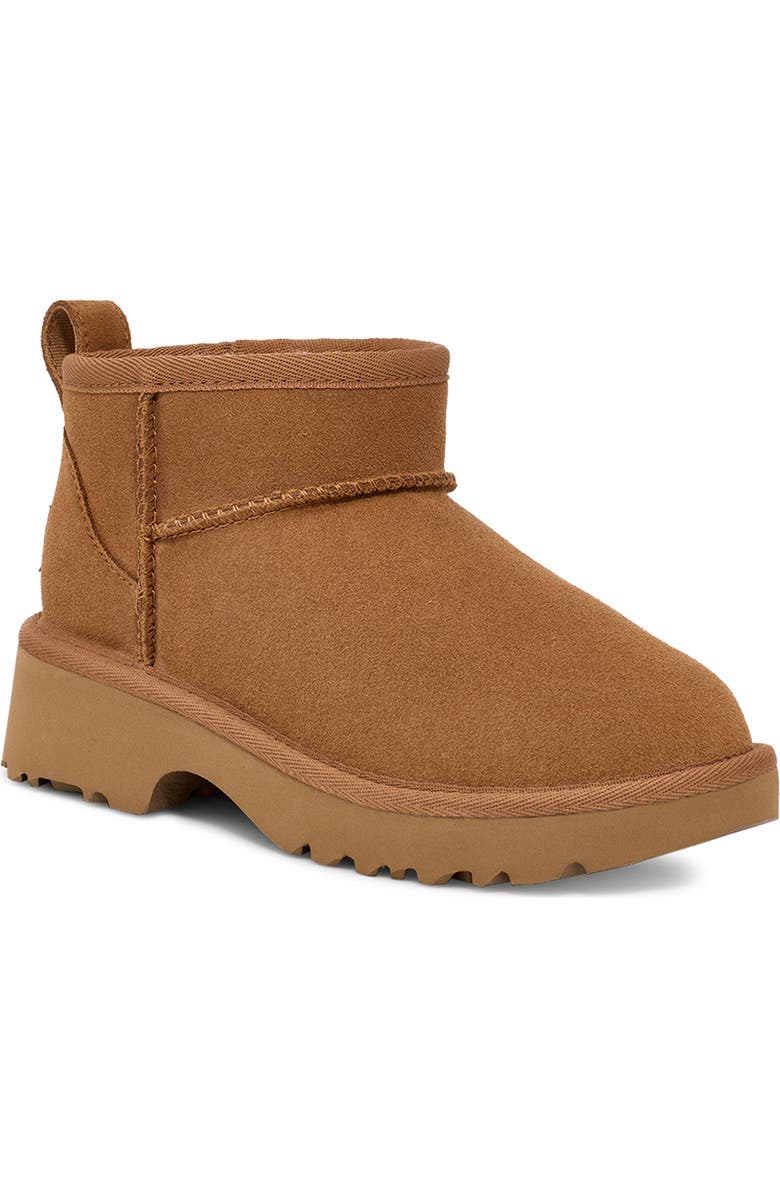 UGG<sup>®</sup> Kids' Classic Ultra Mini New Heights Platform Boot, Main, color, Chestnut