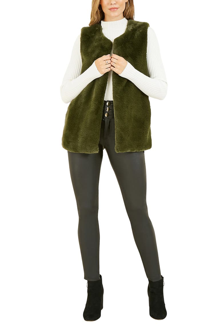 Faux Fur Gilet, Alternate, color, Green
