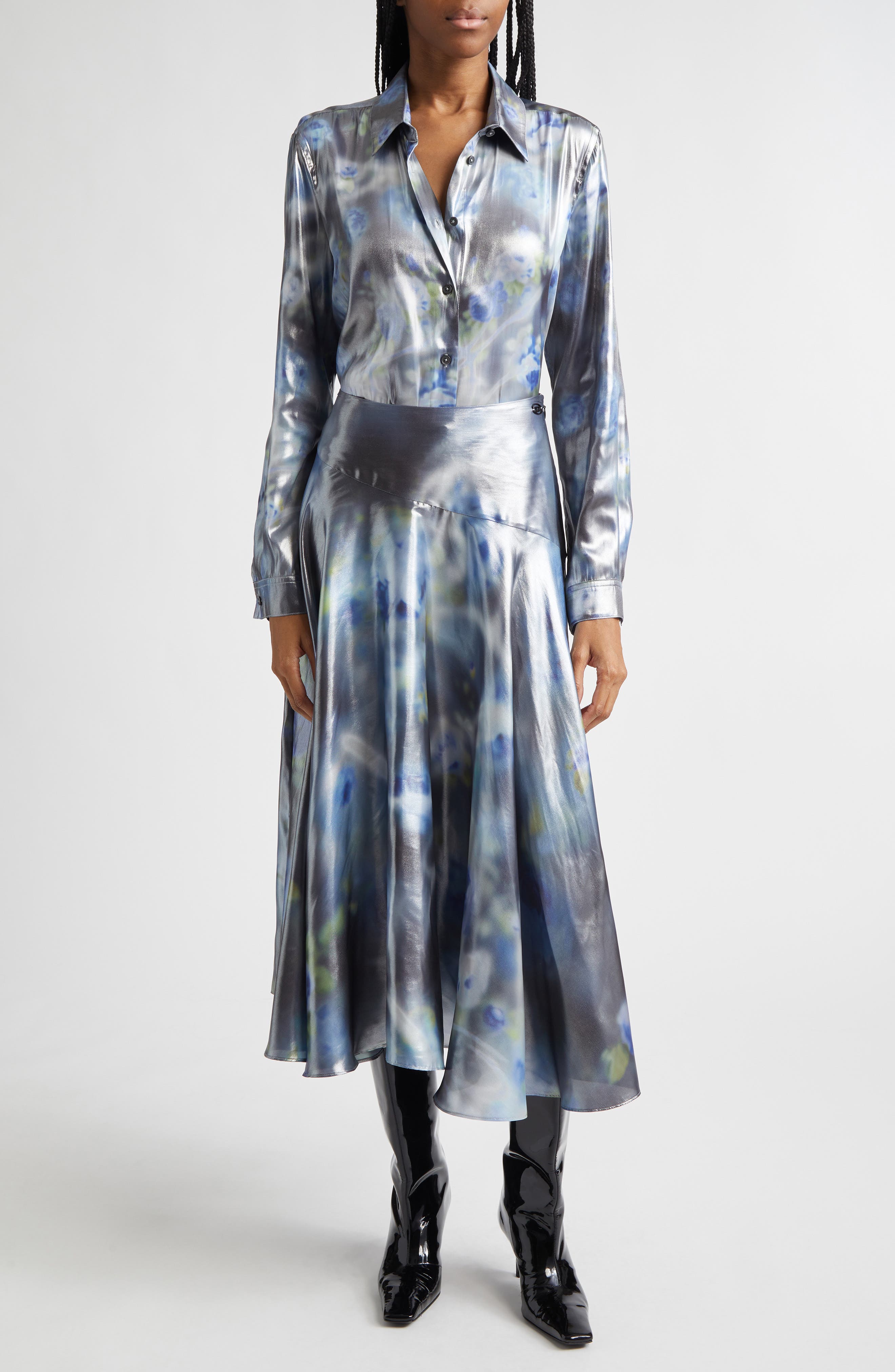 Ronor Floral Georgette Button-Up Shirt - image 2