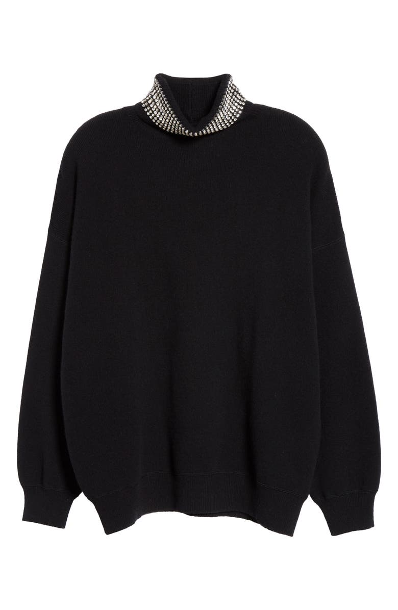 Alexander Wang Crystal Neck Wool Blend Sweater, Alternate, color, 