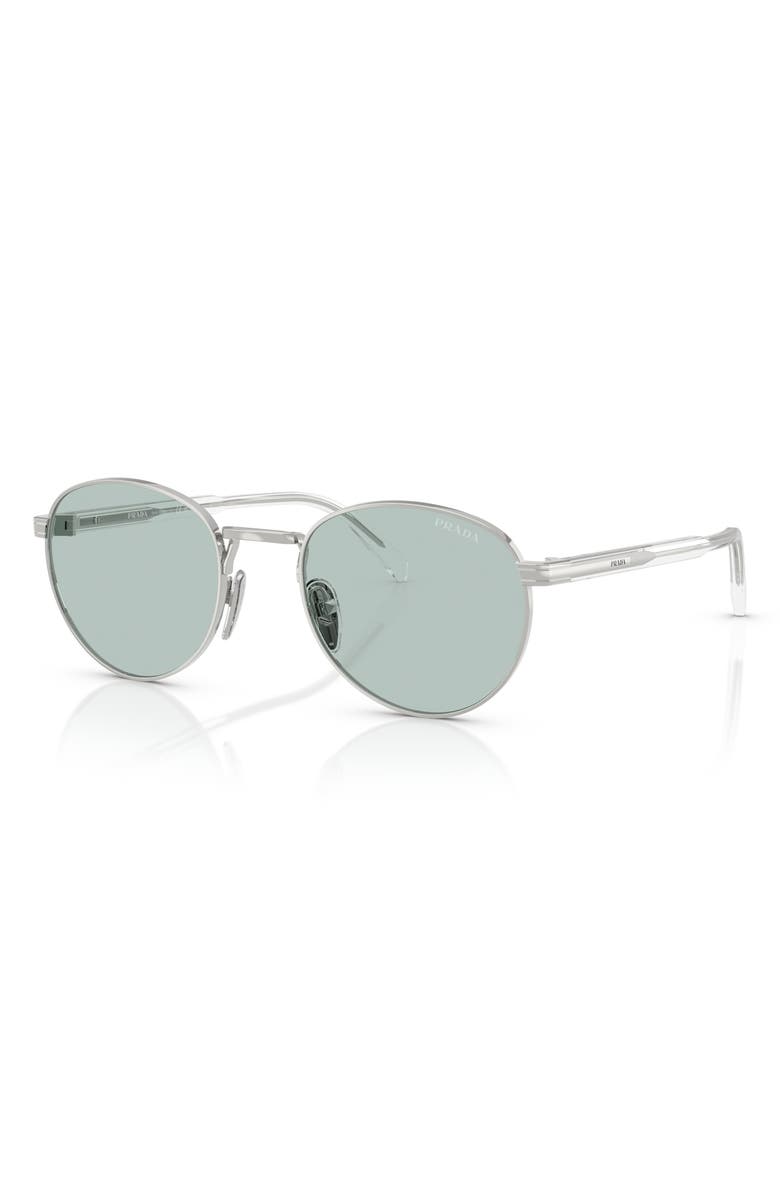 Prada 53mm Oval Sunglasses, Alternate, color, Silver Avio Chiaro/Acciaio