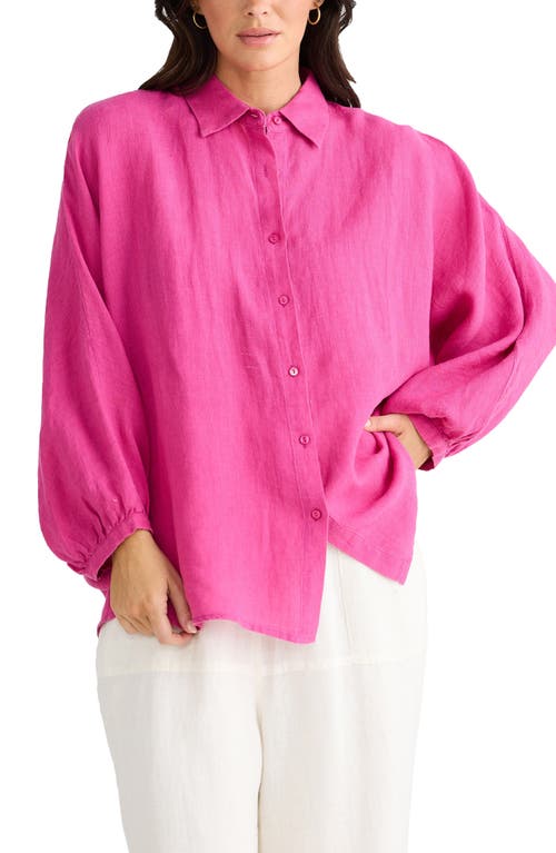 Brave + True Brave+true Monty Woven Linen Shirt In Pink