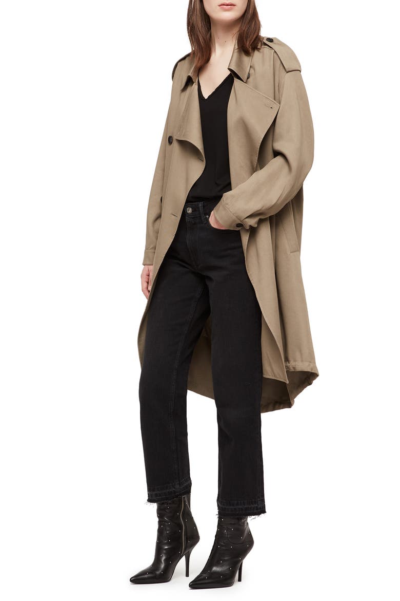 Lia Mac Trench Coat, Alternate, color, SAGE GREEN