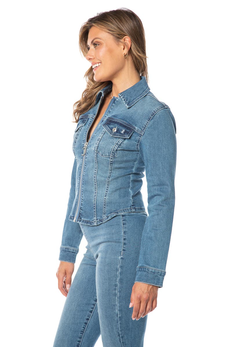 Juicy Couture Corset Style Front Zip Denim Jacket, Alternate, color, 