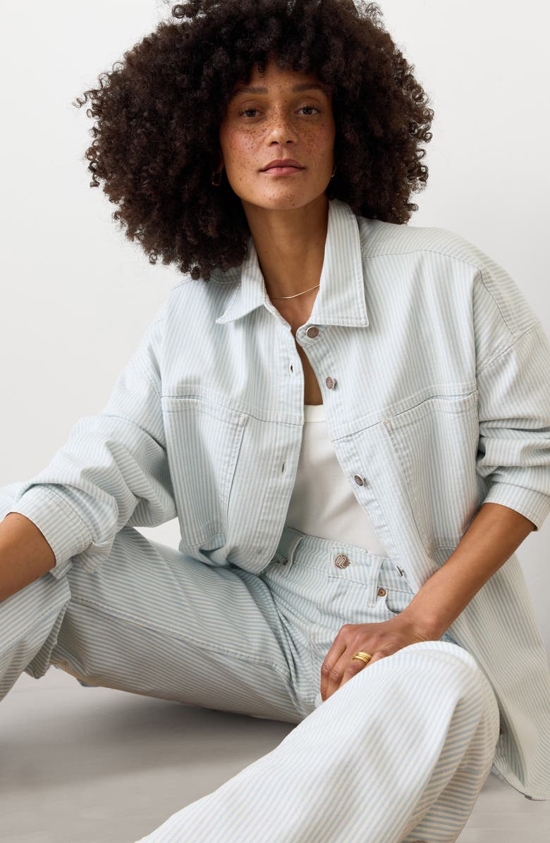 Marine Layer Molly Oversize Shirt Jacket, Alternate, color, Railroad Stripe