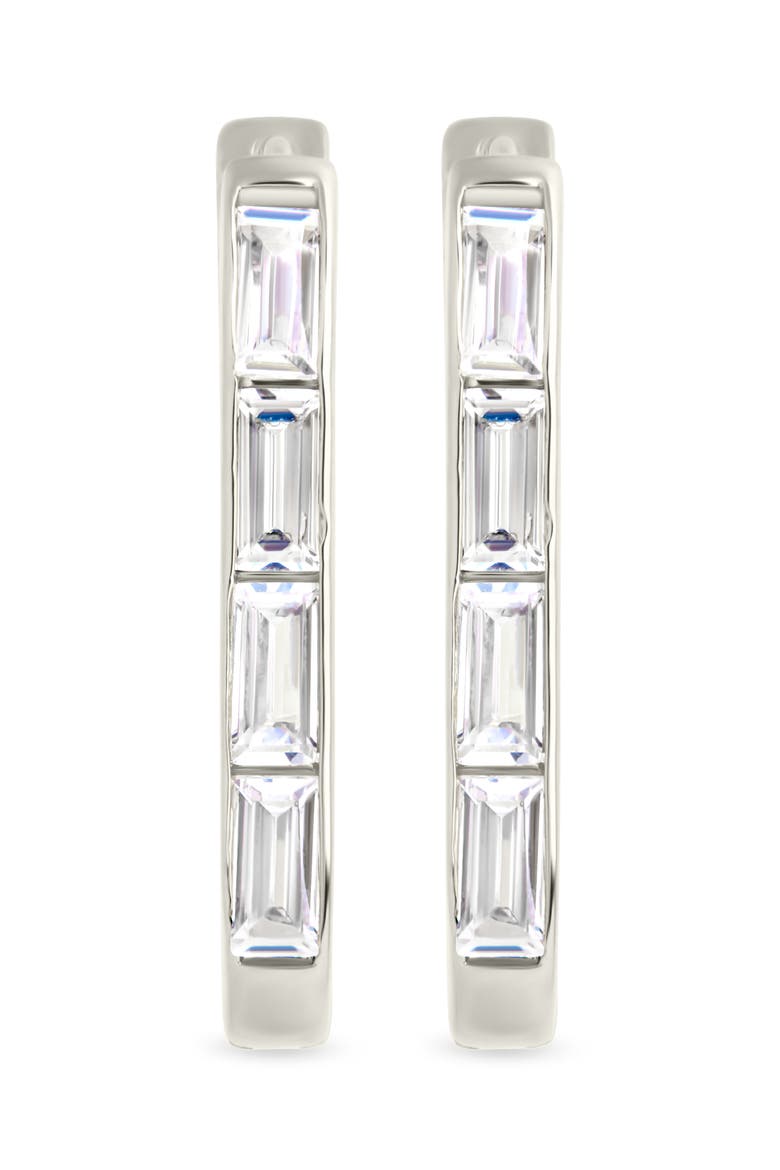 Roxanne Cubic Zirconia Hoop Earrings, Alternate, color, SILVER