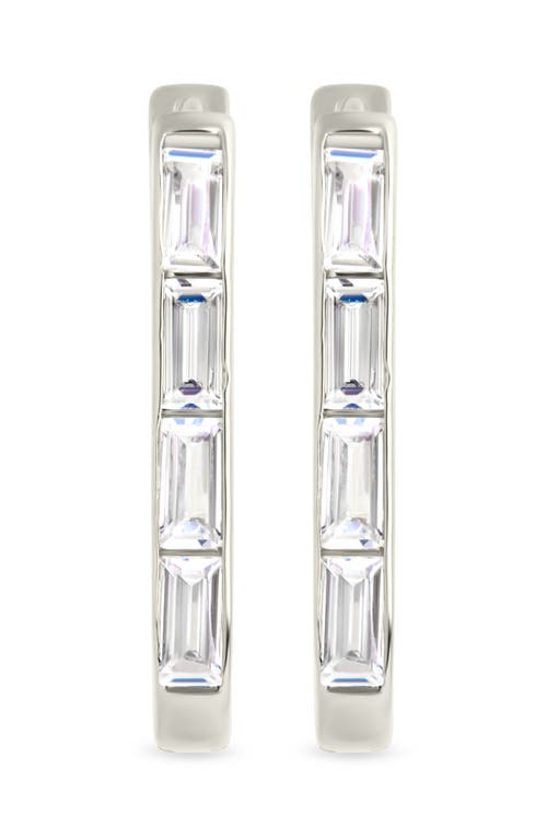 Sterling Forever Roxanne Cubic Zirconia Hoop Earrings In Silver
