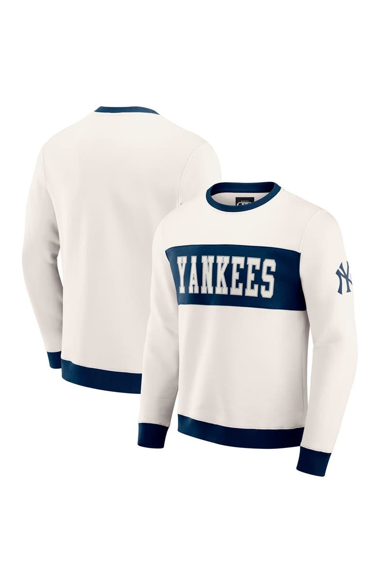 Darius Rucker Collection by Fanatics Men's Darius Rucker Collection by Fanatics  Cream New York Yankees Colorblock Crewneck Sweatshirt, Main, color, 