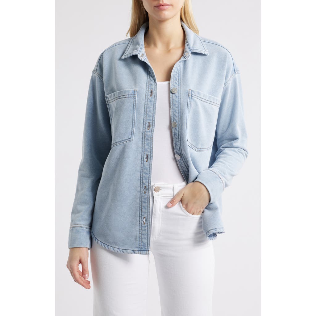 BEACHLUNCHLOUNGE BEACHLUNCHLOUNGE TANIA WASHED COTTON BLEND FRENCH TERRY BUTTON-UP SHIRT
