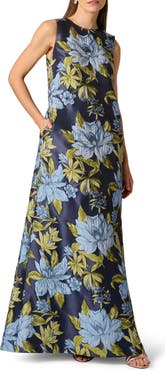 Aidan Mattox Floral Jacquard Trapeze Gown