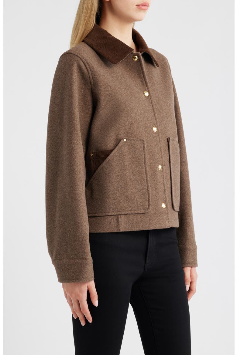 Corduroy Trim Jacket, Alternate, color, BROWN MELANGE