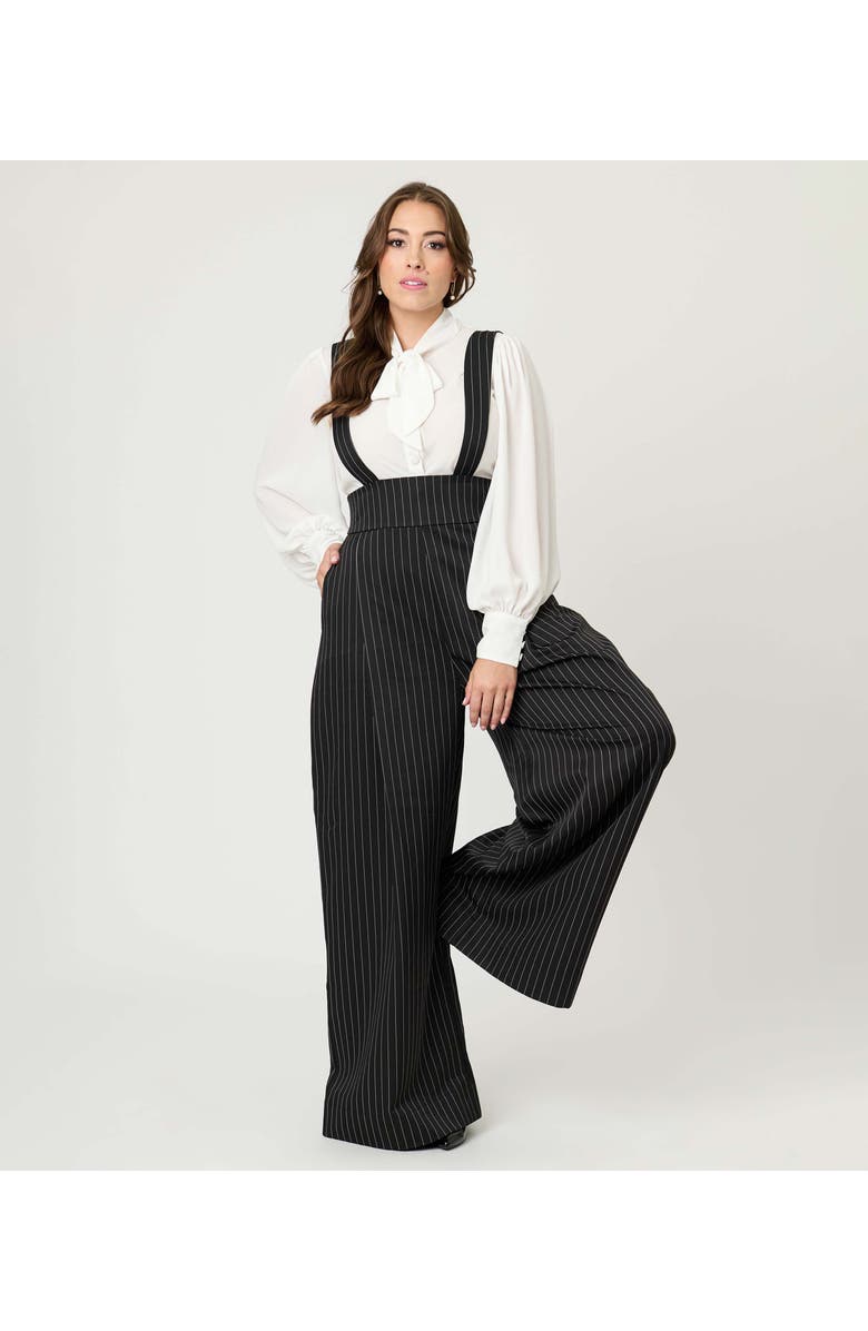 Unique Vintage Wide Leg Rochelle Suspender Pants, Main, color, Black