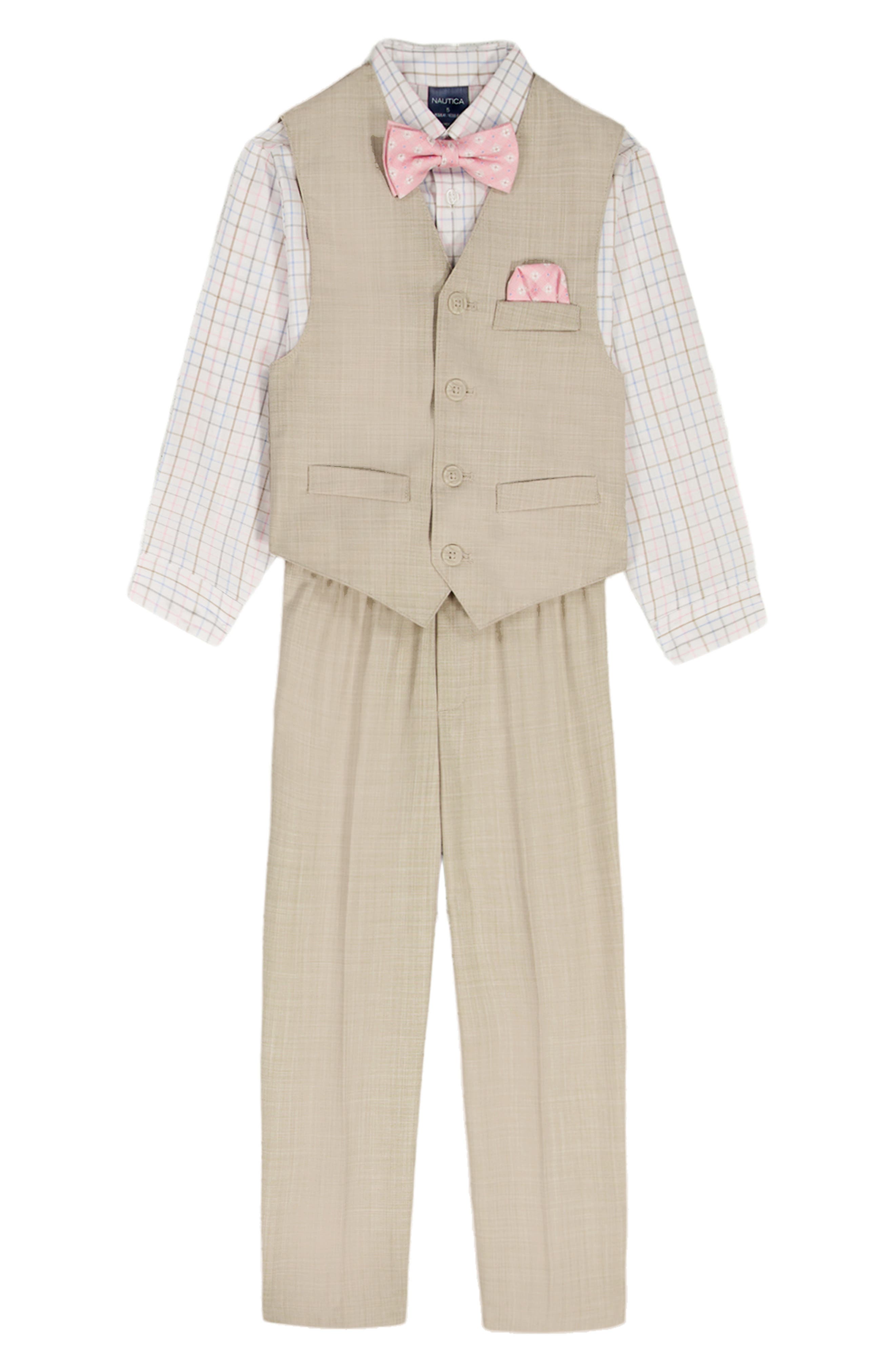Nautica Kids' Button-Up Shirt, Vest, Pants & Bowtie Set