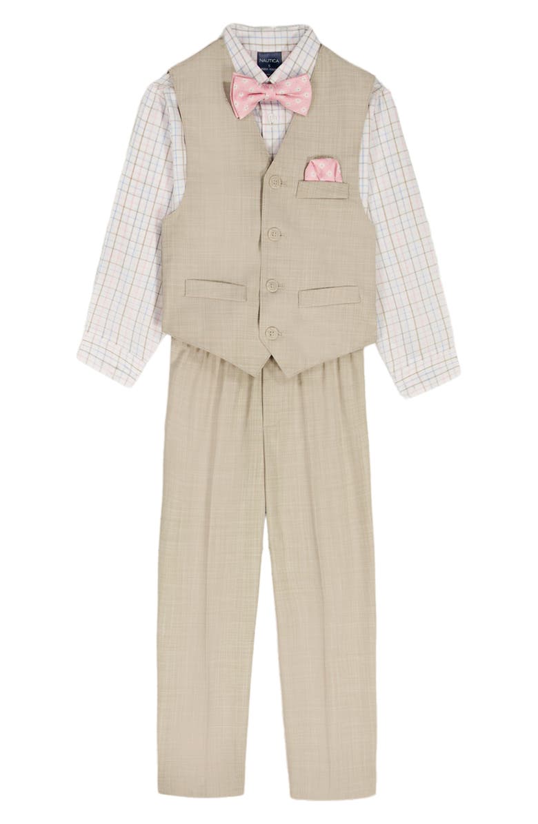 Nautica Kids' Button-Up Shirt, Vest, Pants & Bowtie Set, Main, color, Incense