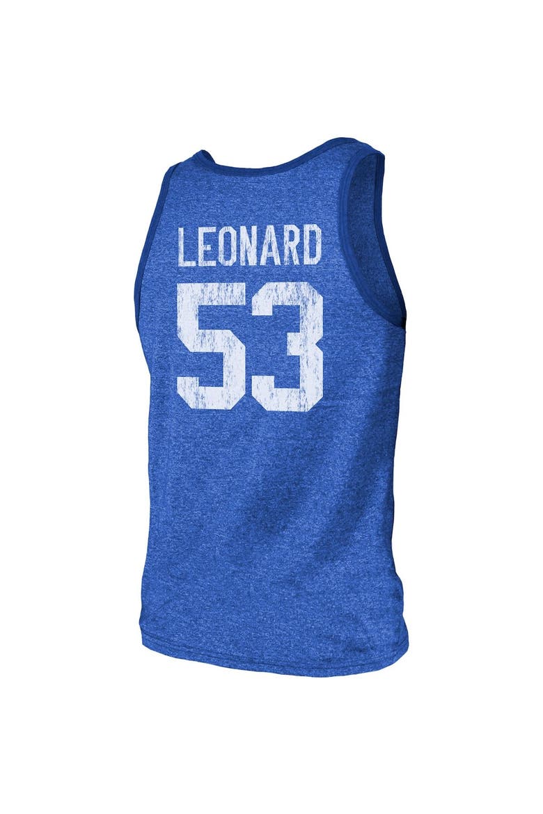 Men's Fanatics Branded Shaquille Leonard Royal Indianapolis Colts Name & Number Tri-Blend Tank Top, Alternate, color, Royal