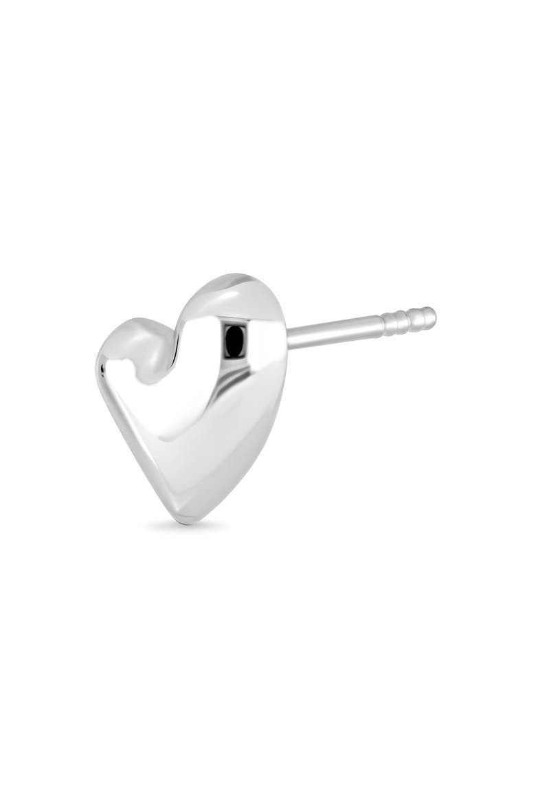 14k Gold Heart Stud Earrings, Alternate, color, 14KW