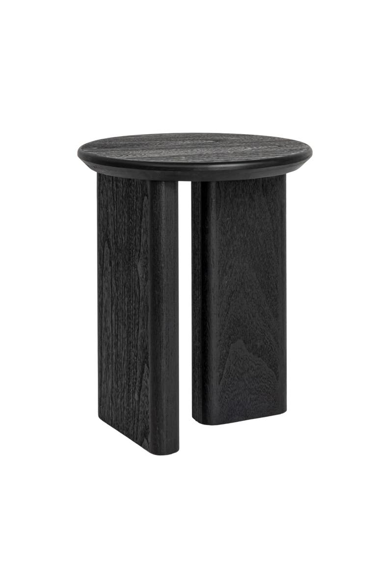 Asymmetrical Firwood Round End Table, Black, Main, color, Black