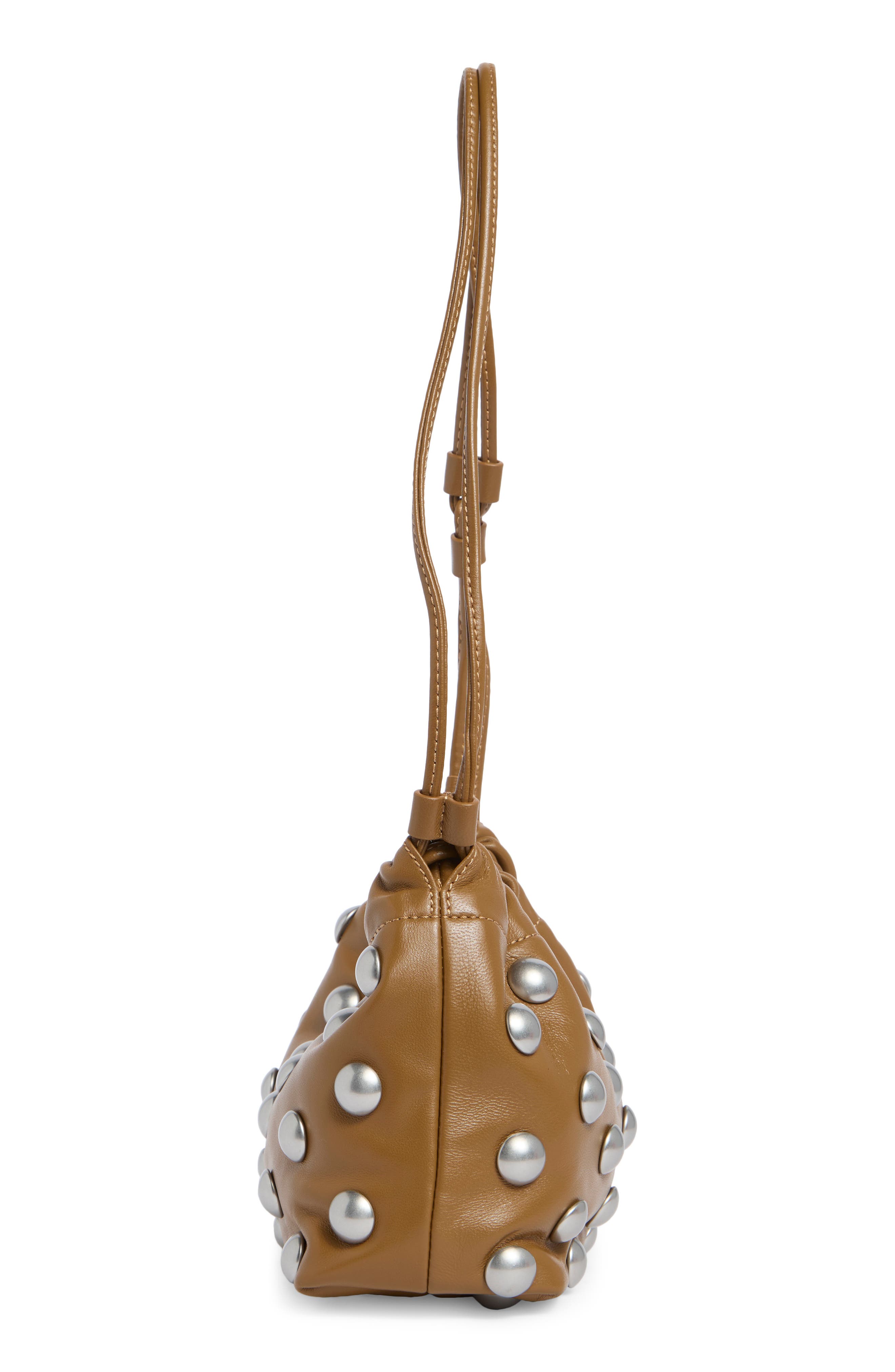 Arden Studded Leather Shoulder Bag, Alternate, color, OILED OAK/ NICKEL