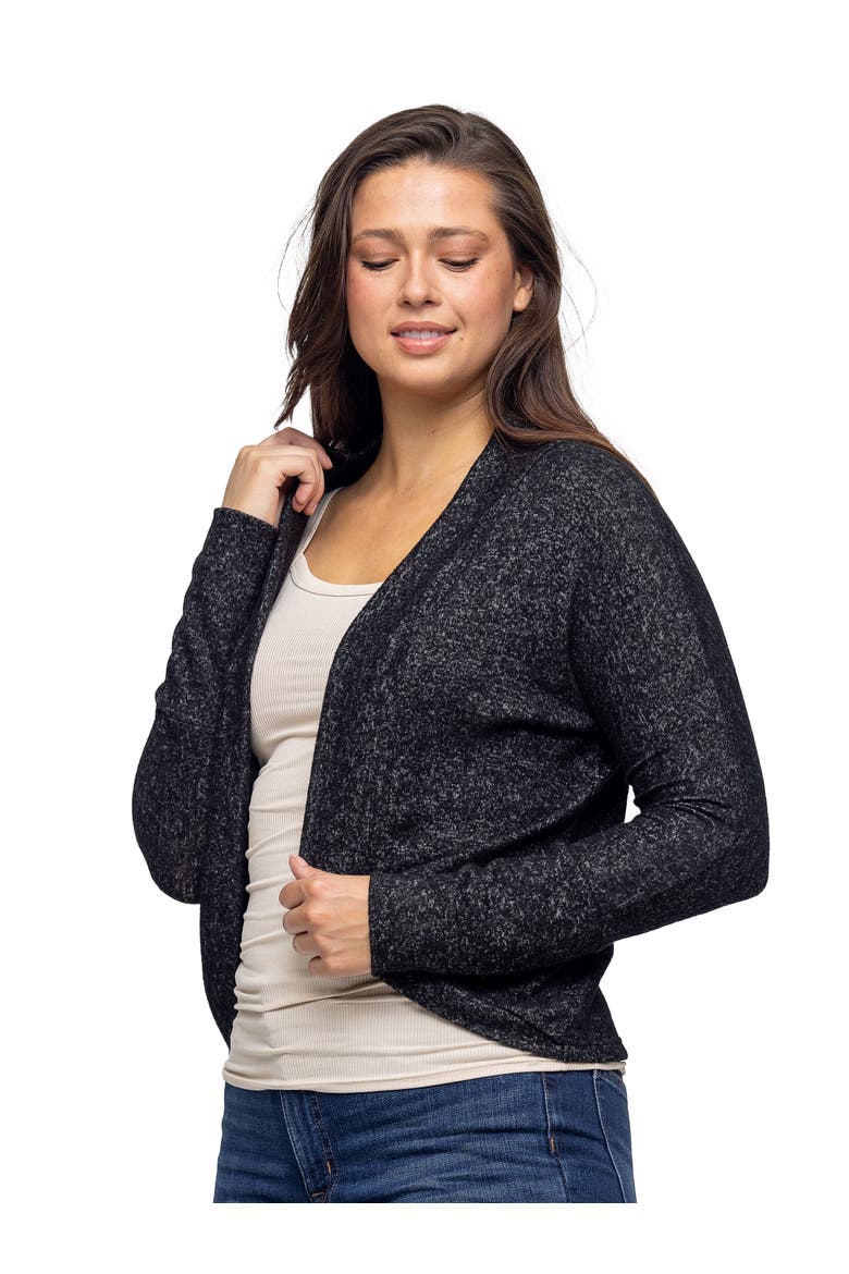 Curved Hem Open Front Long Womens Bolero Shrug, Alternate, color, Black