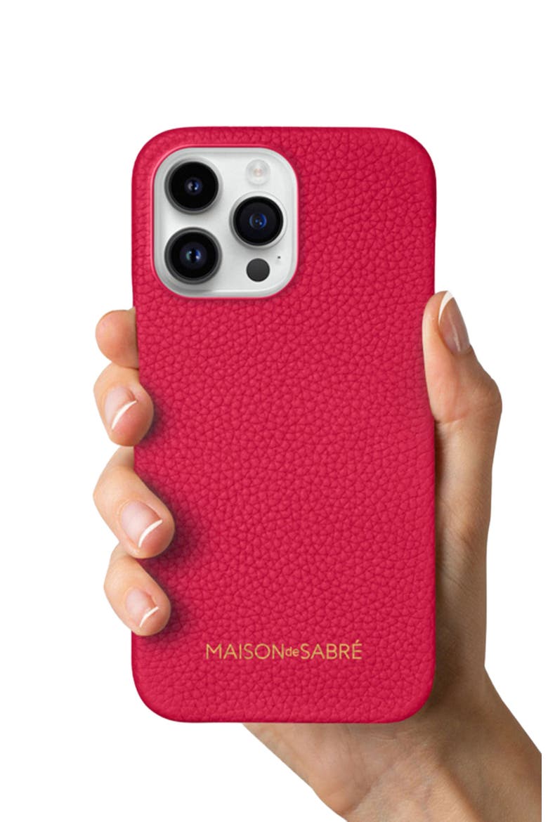 Leather Phone Case iPhone 15 Pro Max, Alternate, color, Shibuya Fuchsia