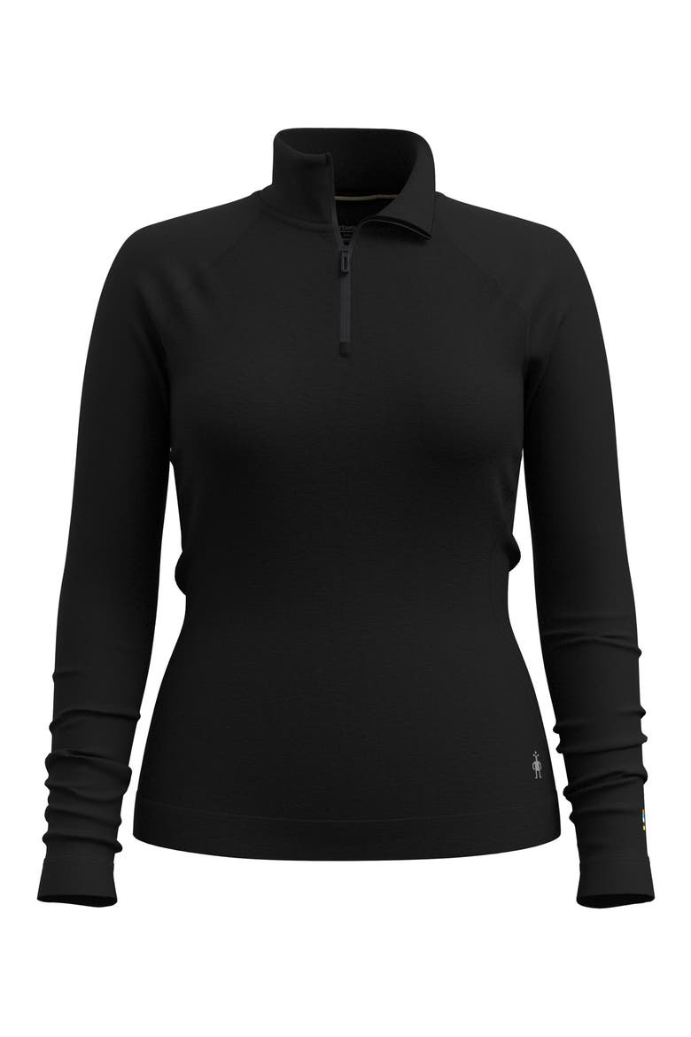 Classic Thermal Merino Base Layer Quarter Zip, Alternate, color, BLACK