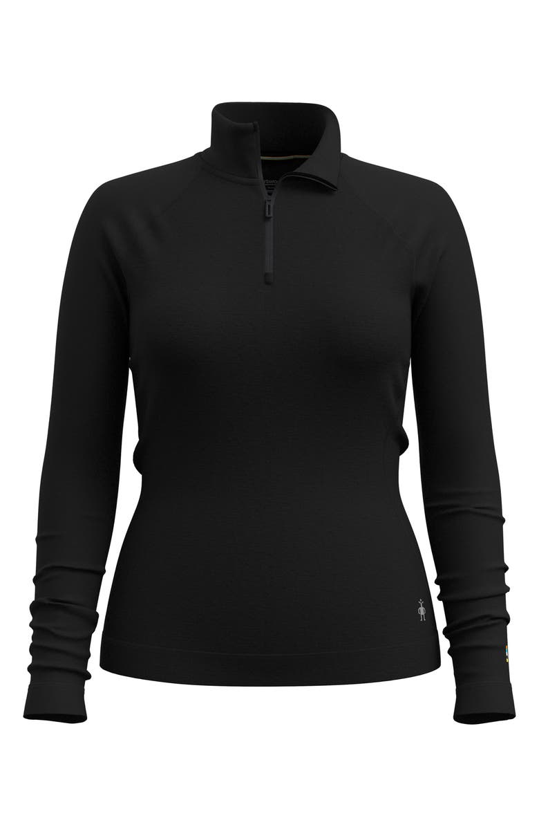 Smartwool Classic Thermal Merino Base Layer Quarter Zip, Alternate, color, Black