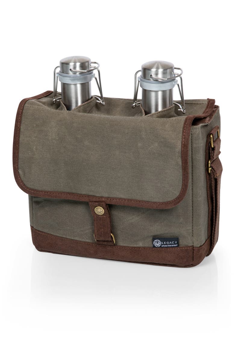 Insulated Double Growler Tote with 64 oz. Stainless Steel Growlers - Khaki Green, Main, color, KHAKI GREEN