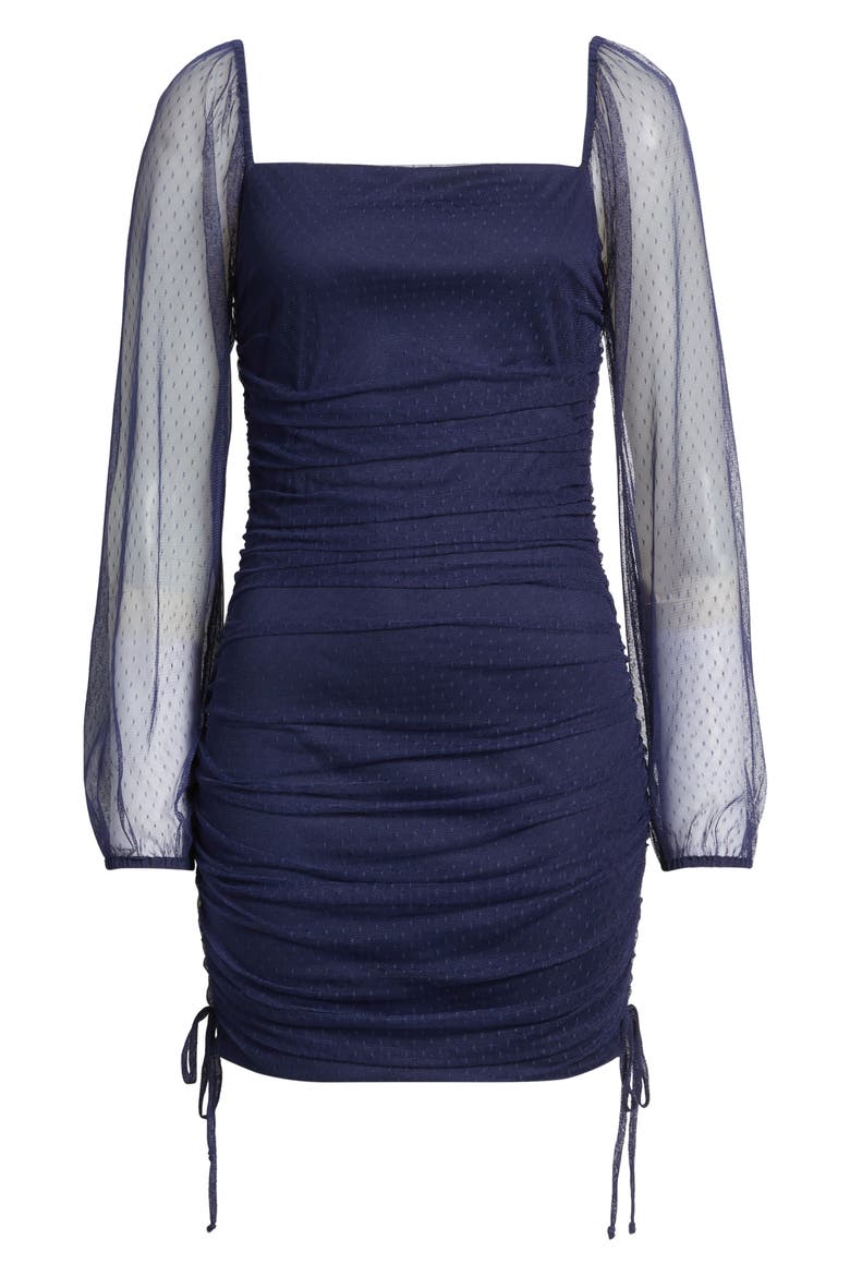 Long Sleeve Ruched Minidress, Alternate, color, NAVY