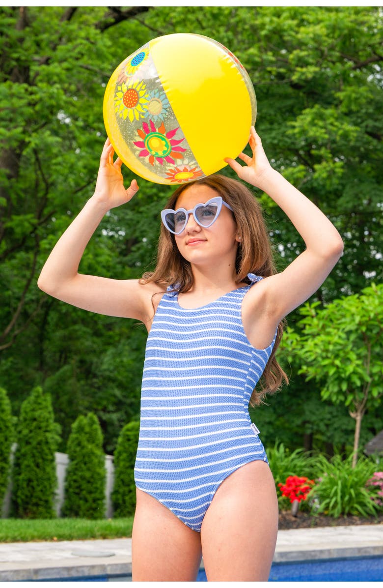 Limeapple Crinkle Bow Tie One Piece, Alternate, color, Blue