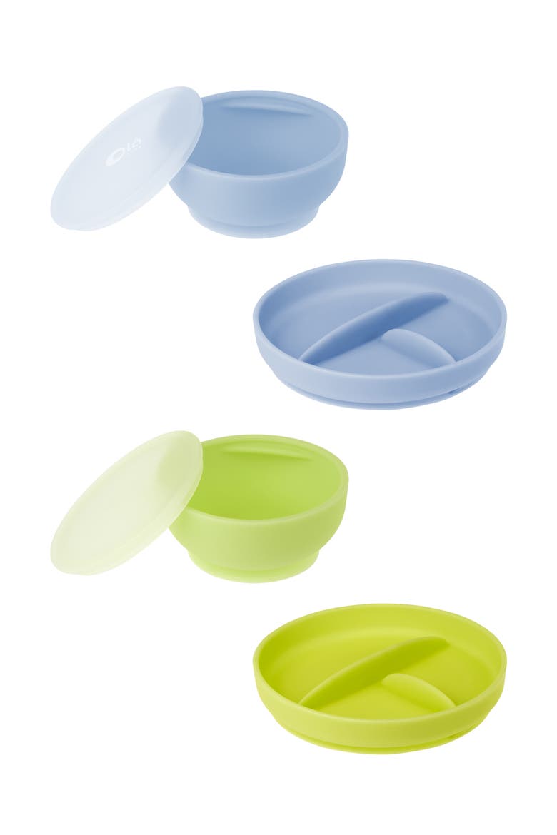 Stay-Put Bowls & Plates Set, Main, color, BLUEBERRY/ KIWI