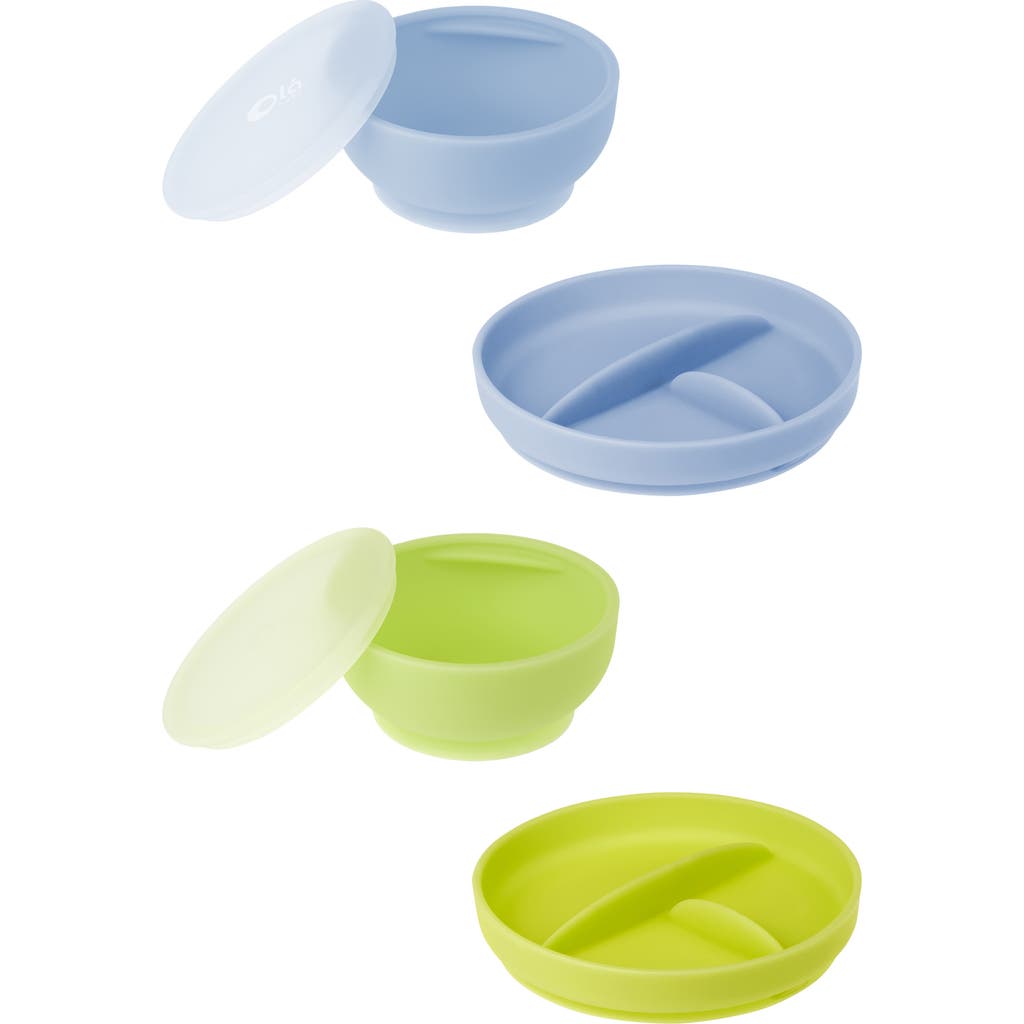 Olababy Stay-Put Bowls & Plates Set in Blueberry/Kiwi
