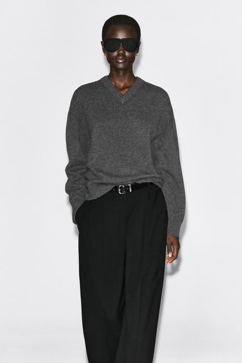 Merino Wool Layered V-Neck Sweater