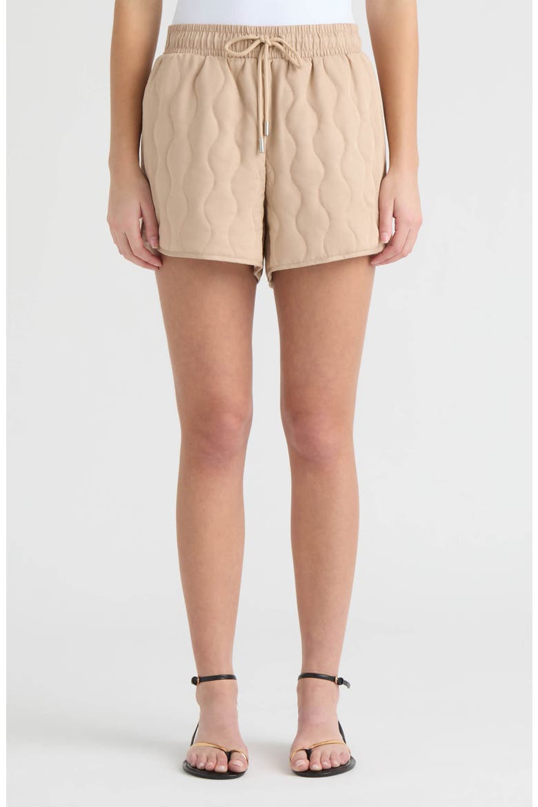 Quilted Drawstring Shorts, Main, color, CLAY