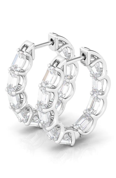 Emerald Cut Lab Created Diamond Inside Out Hoop Earrings
