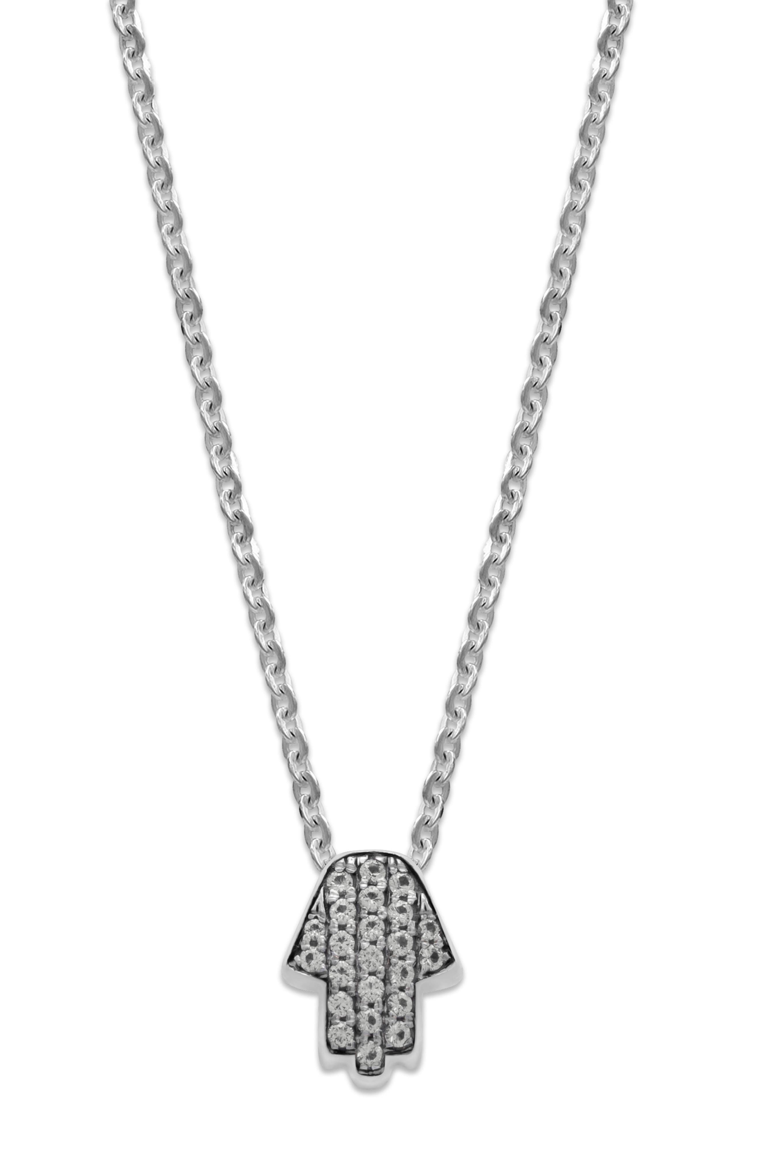 SAMUEL B. White Topaz Hamsa Pendant Necklace