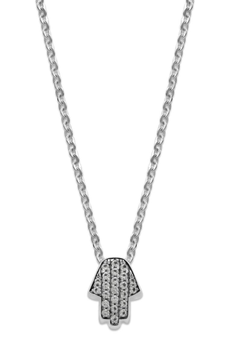 White Topaz Hamsa Pendant Necklace, Main, color, WHITE