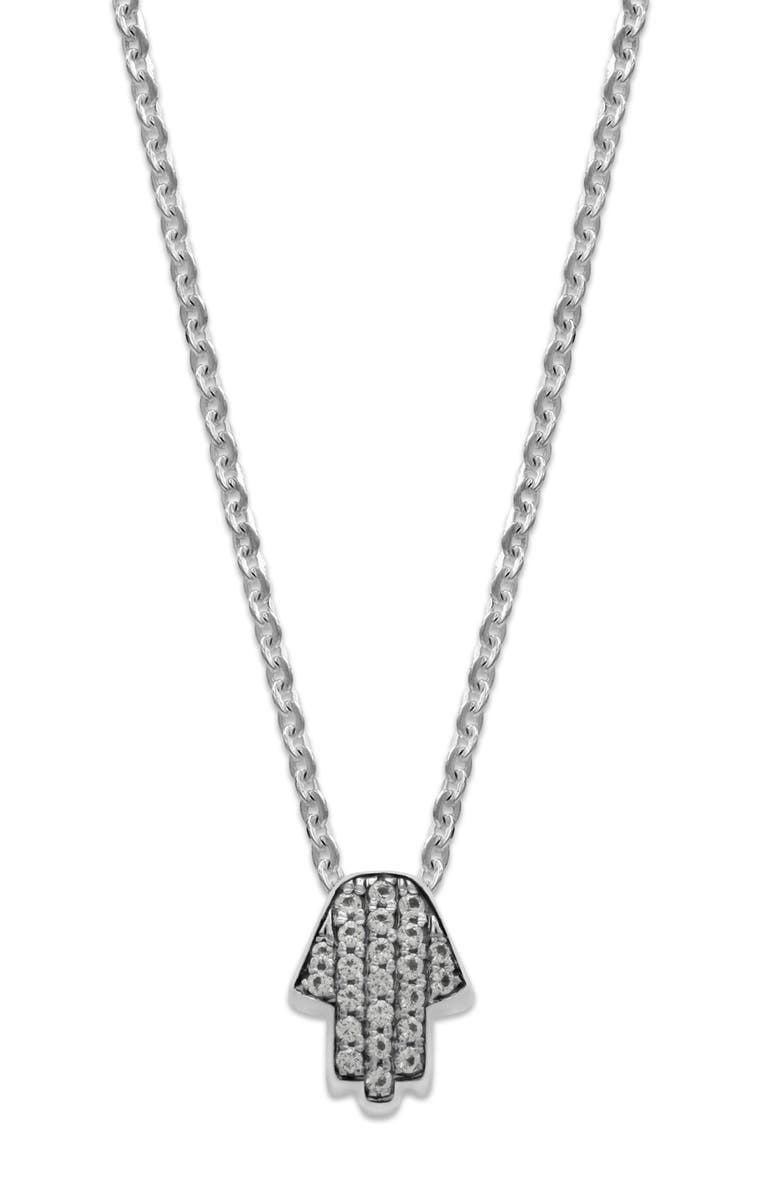 SAMUEL B. White Topaz Hamsa Pendant Necklace, Main, color, White