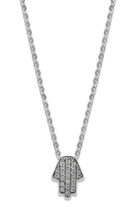 White Topaz Hamsa Pendant Necklace